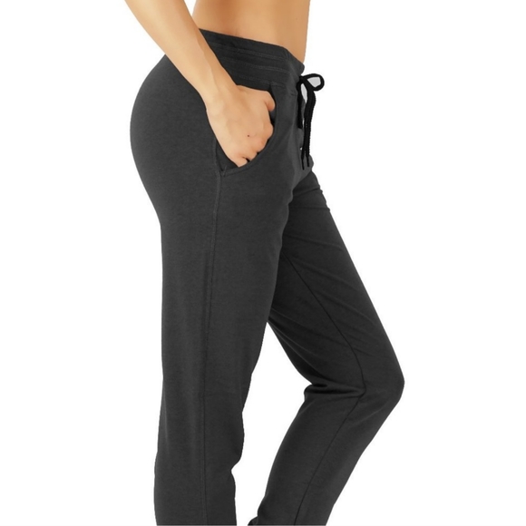 Last Pair! Fleece Lined Open Bottom Cotton Sweatpants/Joggers Size L Dark Gray - Picture 2 of 13